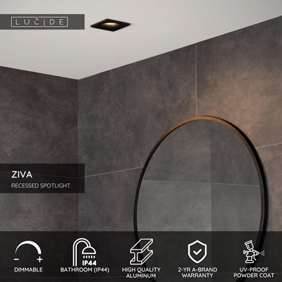 Lucide ZIVA - Recessed spotlight Bathroom - 1xGU10 - IP44 - Black